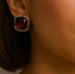 CROFT & BARROW, Gold-tone Pink Stone Square Design Stud Earrings Women's Jewelry